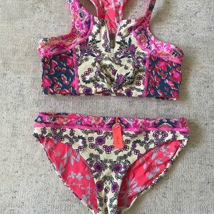 Girls NWOT Maaji sz 10 Reversible Pink Kids Swim Bikini racerback beach